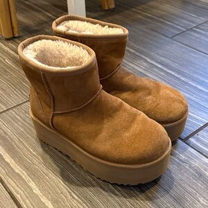 UGG Tan Suede Platform Boots